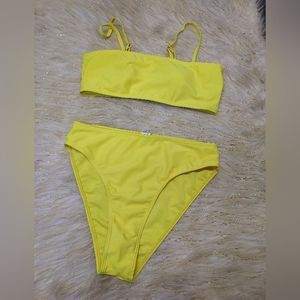 2 Piece Yellow High Waist Bikini Set
